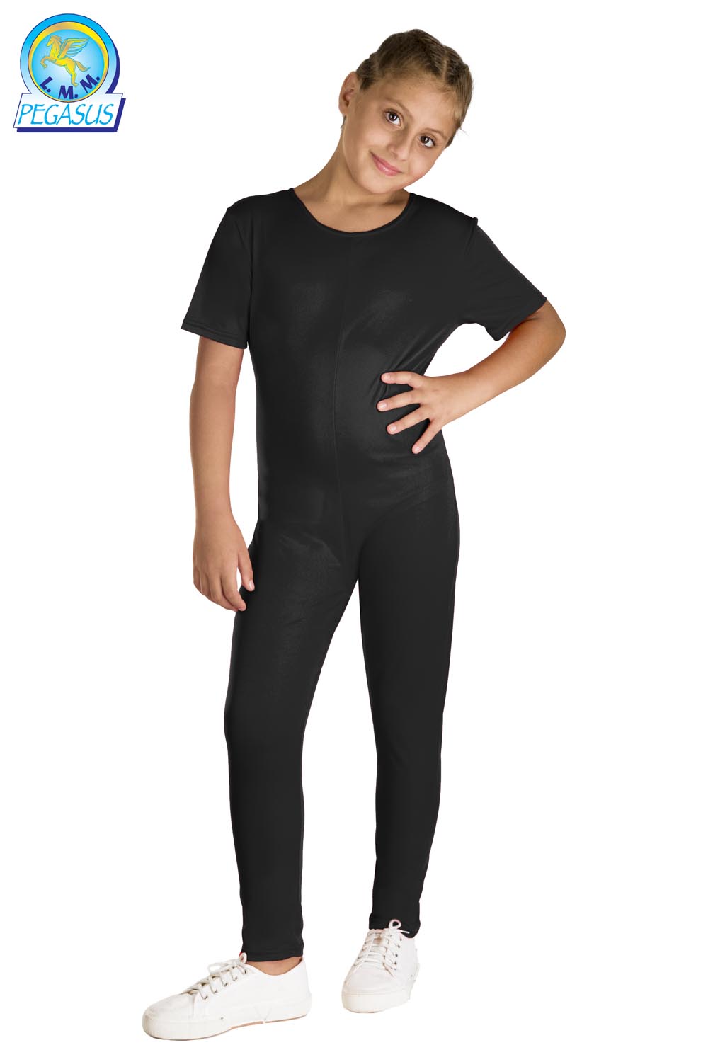 TUTA GIROCOLLO MEZZA MANICA NERA BAMBINA